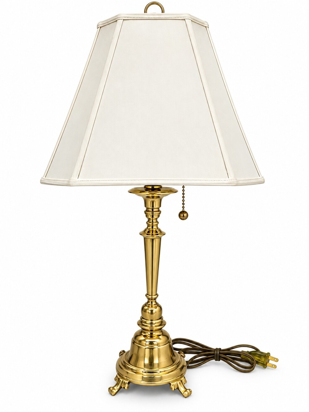 Hollywood Regency Solid Brass Candlestick Table Lamp Empire Shade